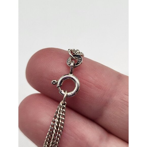 Sterling Silver 925 India Multi Strand Curb Chain Bracelet with Cutout Hearts - Picture 4 of 8